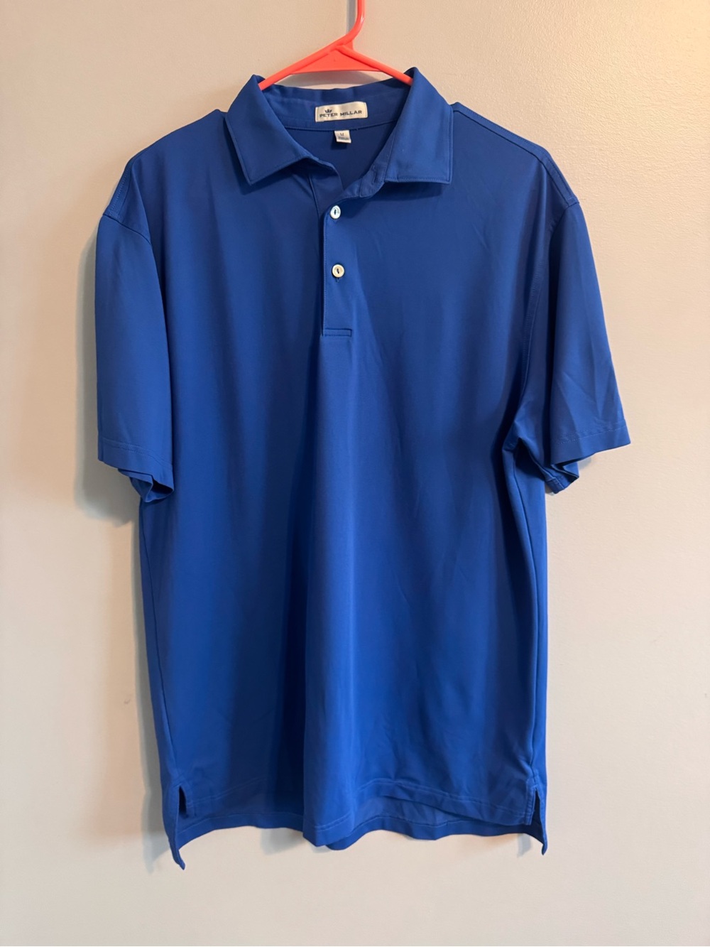 Peter Millar Men's Medium Blue Performance Golf Polo Shirt Logo